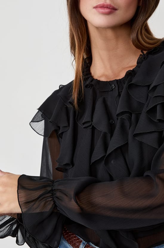 Blouse with Ruffled Collar;${refinementColor}
