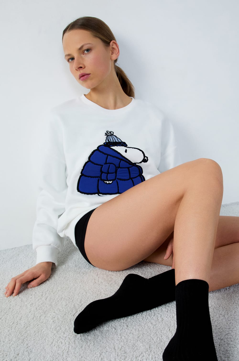 Cotton Snoopy Peanuts© Pajama Sweatshirt;${refinementColor}