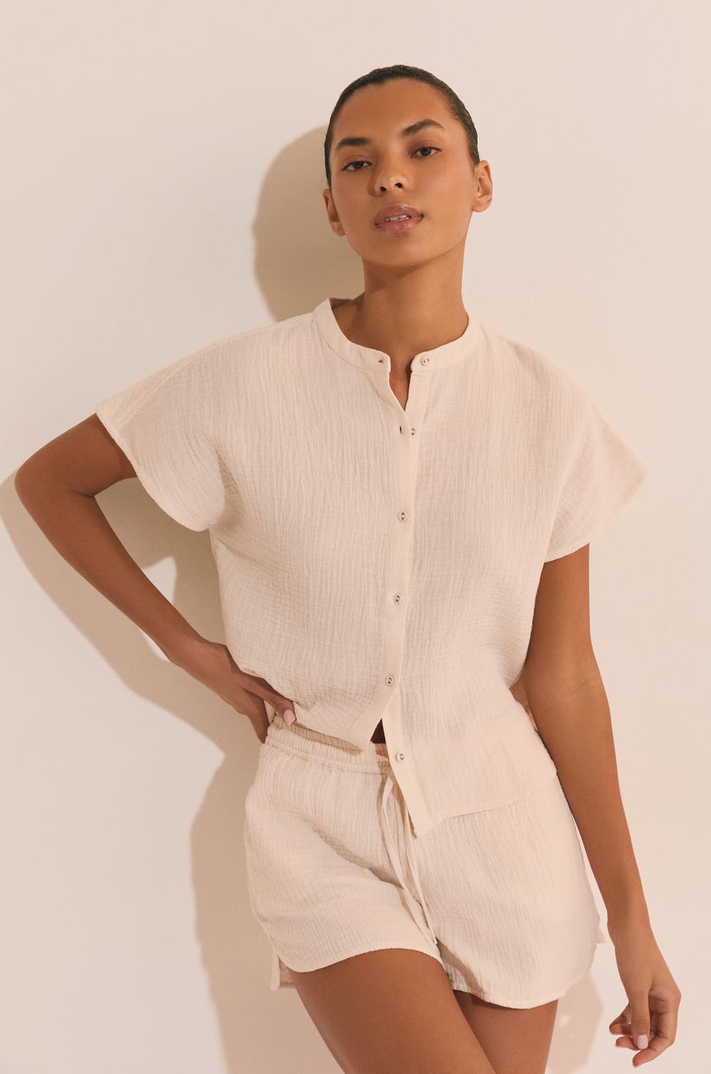 Chemise de pyjama en coton;${refinementColor}