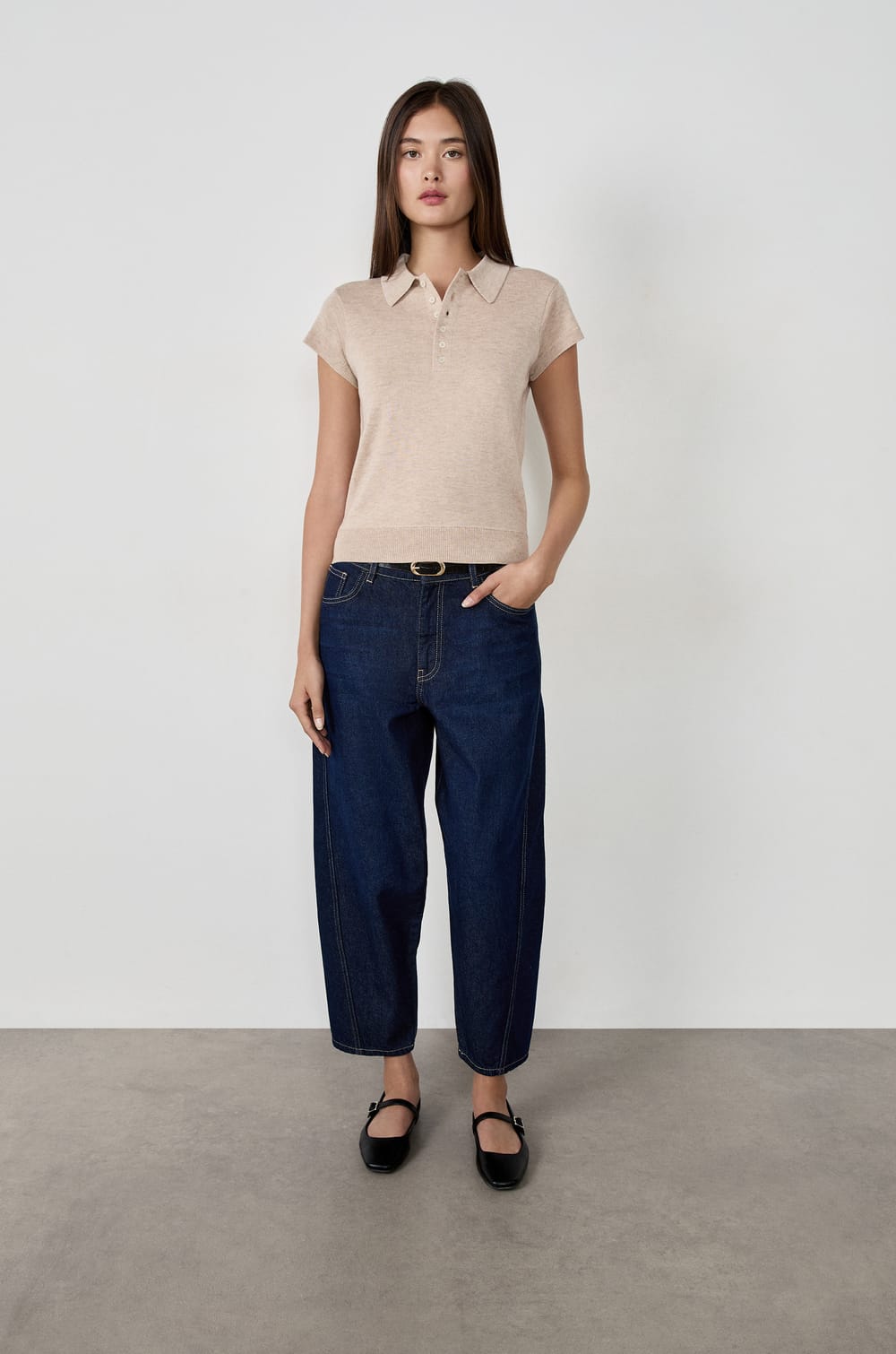Polo manches courtes &agrave; boutons;${refinementColor}