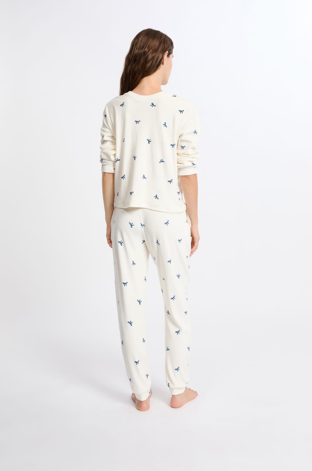 2-Piece Pajama Set With Heart Motifs Velvet Effect;${refinementColor}