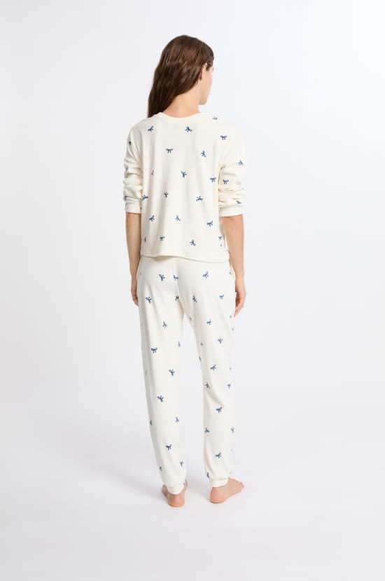 Ensemble de pyjama 2 pi&egrave;ces &agrave; motifs noeuds en velours;${refinementColor}