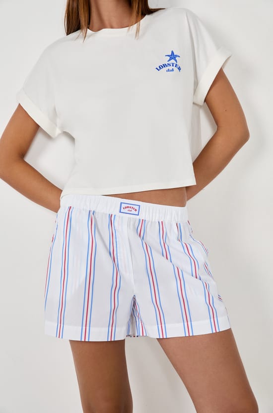 Striped Pyjama Shorts;${refinementColor}