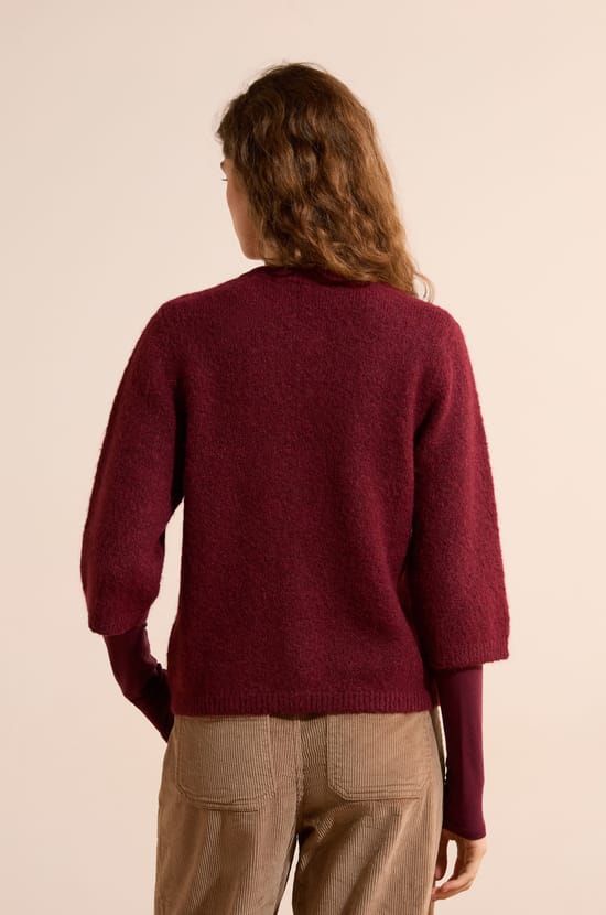 Pull cardigan avec laine;${refinementColor}