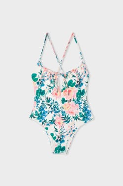 One-Piece Swimsuit with Bow;${refinementColor}