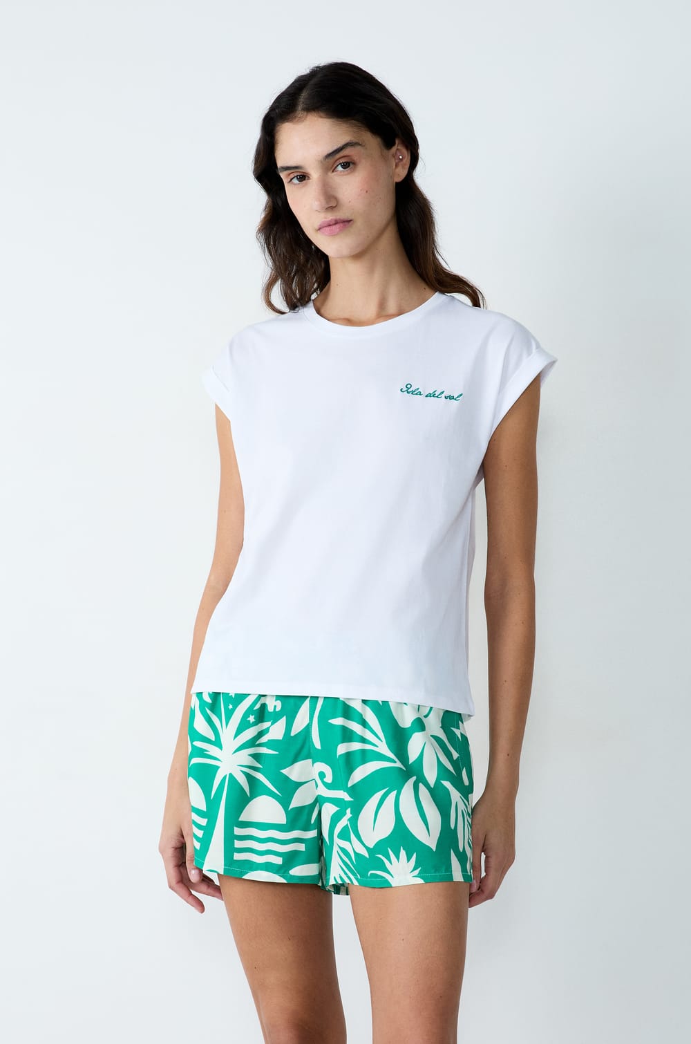 T-Shirt mit kurzen Ärmeln aus Baumwolle "Isla del sol;${refinementColor}