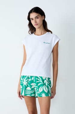 T-Shirt mit kurzen Ärmeln aus Baumwolle "Isla del sol;${refinementColor}