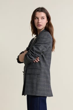 Veste blazer &agrave; carreaux ;${refinementColor}