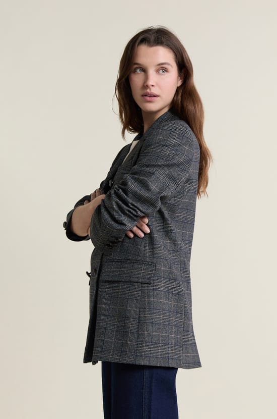 Veste blazer &agrave; carreaux ;${refinementColor}