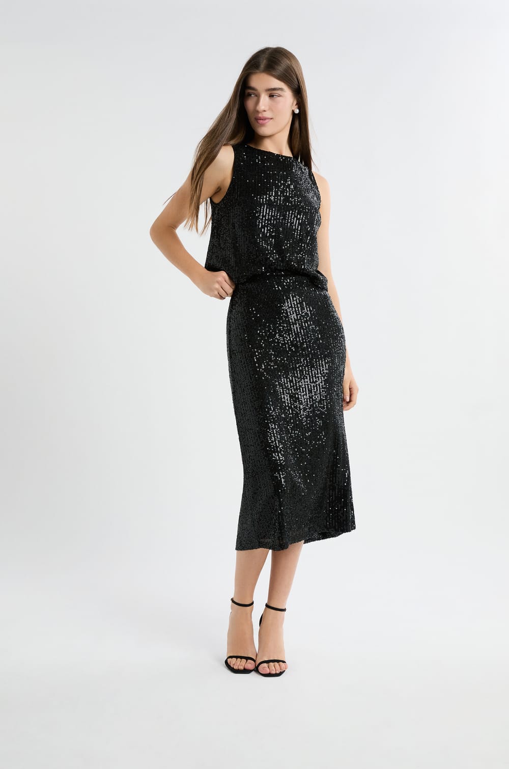 Long Sequin Skirt;${refinementColor}