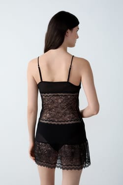 Short Satin Nightdress with Lace Details;${refinementColor}