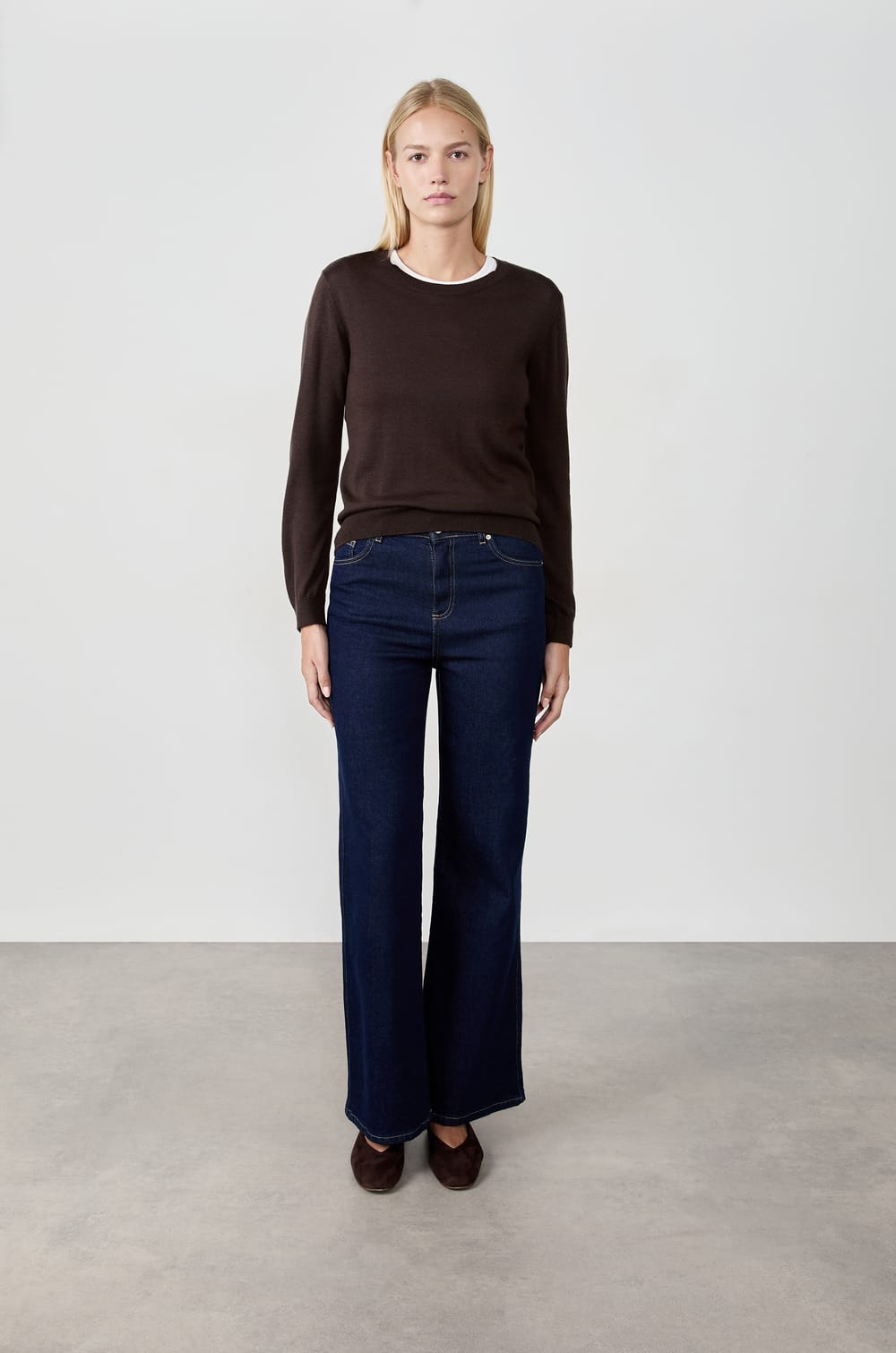 Pull col rond en laine;${refinementColor}