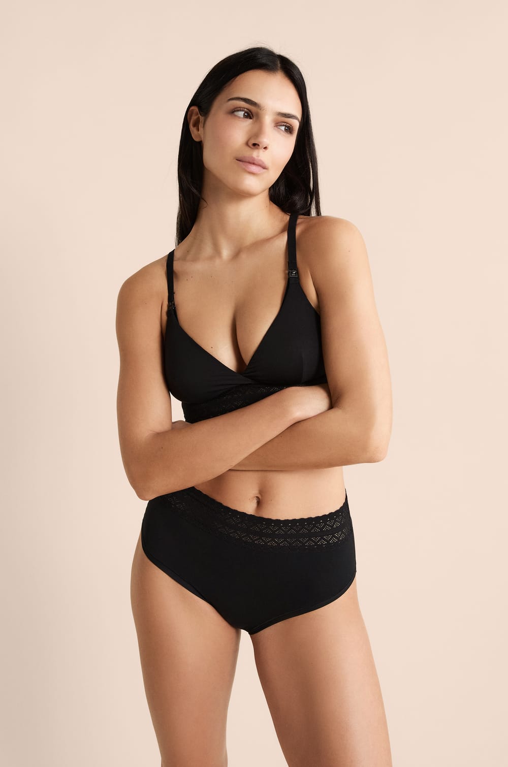 Culotte midi de maternit&eacute; d&eacute;tails dentelle;${refinementColor}