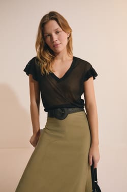 Pull manches courtes col V;${refinementColor}