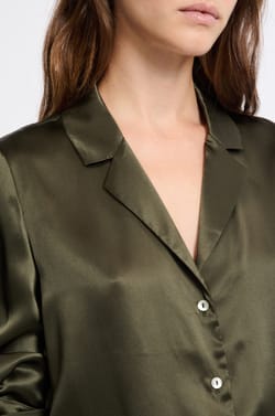 Chemise de pyjama manches longues en soie;${refinementColor}