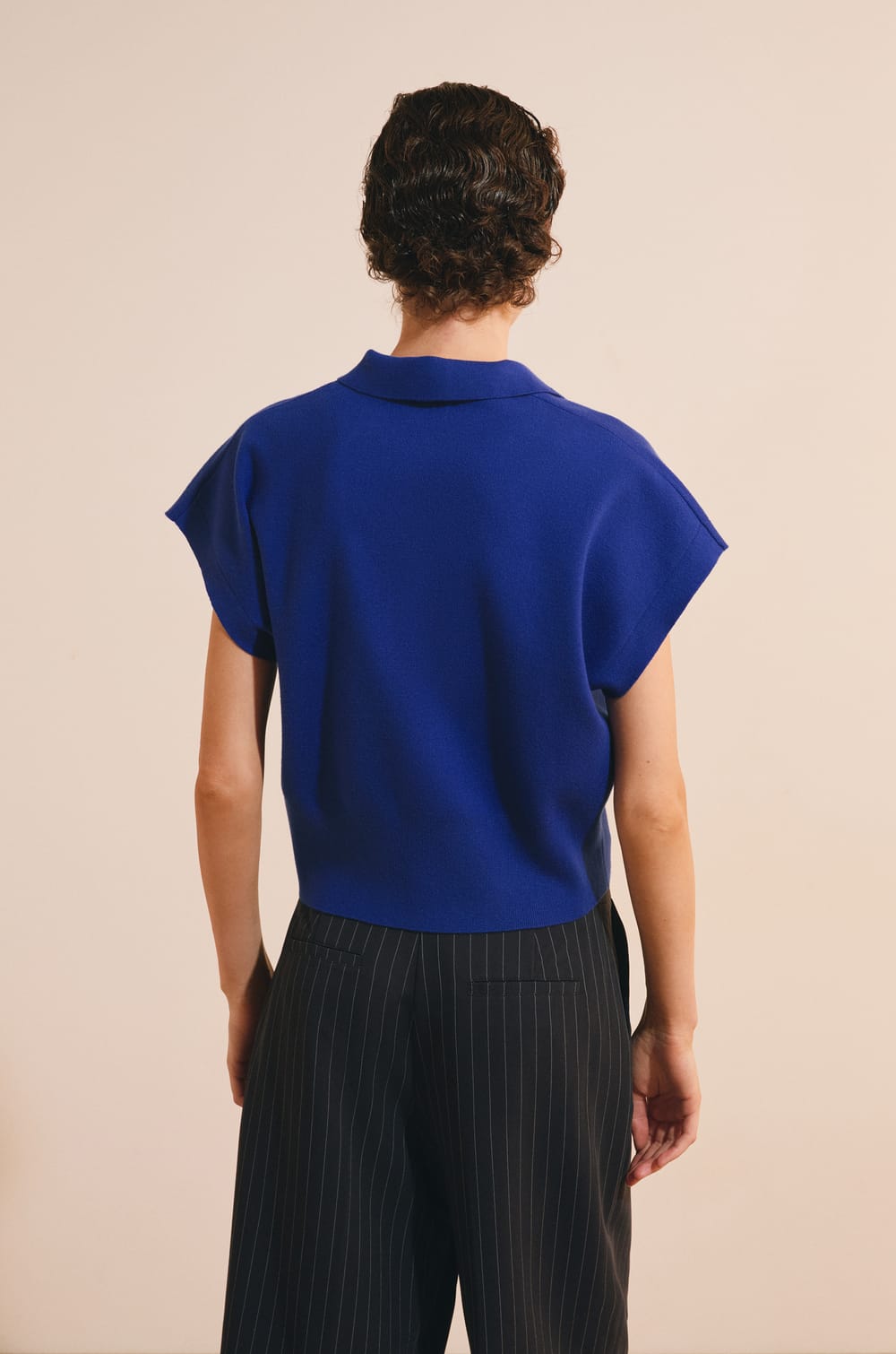 Pull manches courtes avec col polo;${refinementColor}