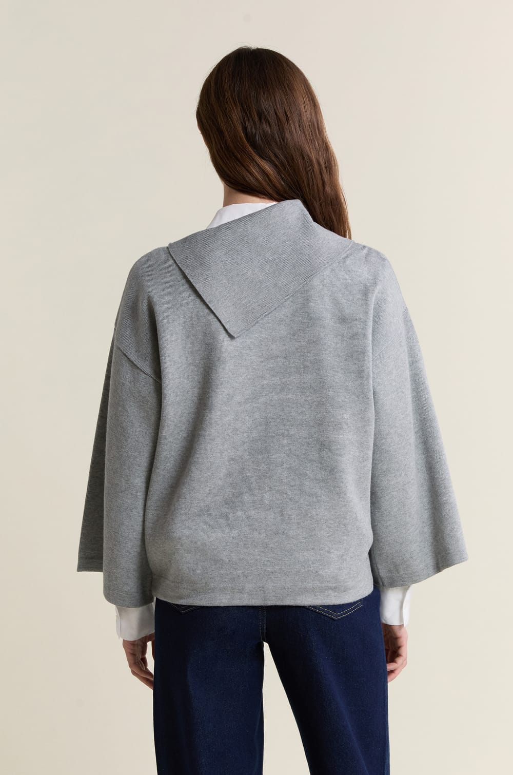 Asymmetric Shawl Collar Sweater;${refinementColor}
