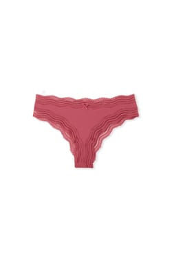 Lace-Trimmed Microfiber Tanga;${refinementColor}