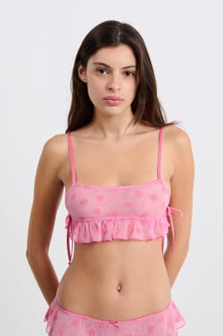 Soutien-gorge brassière en tulle floqué;${refinementColor}