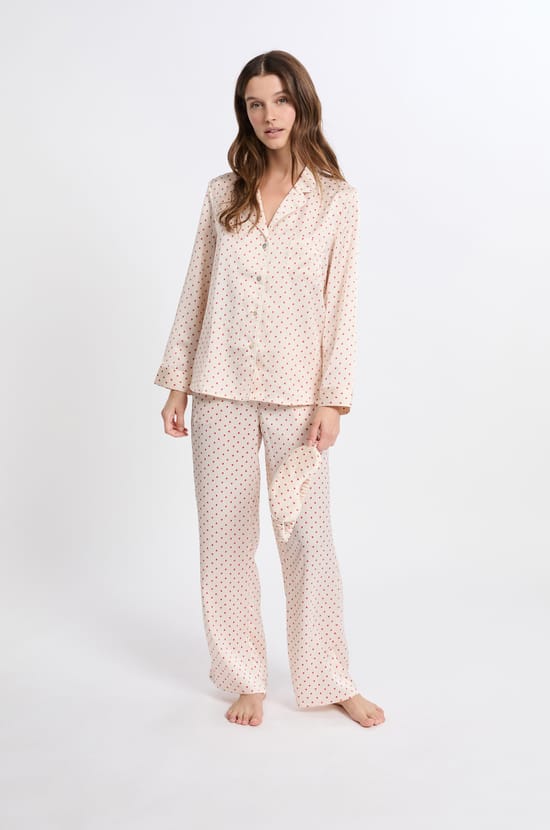 Conjunto de pijama de 2 piezas con estampado y antifaz;${refinementColor}