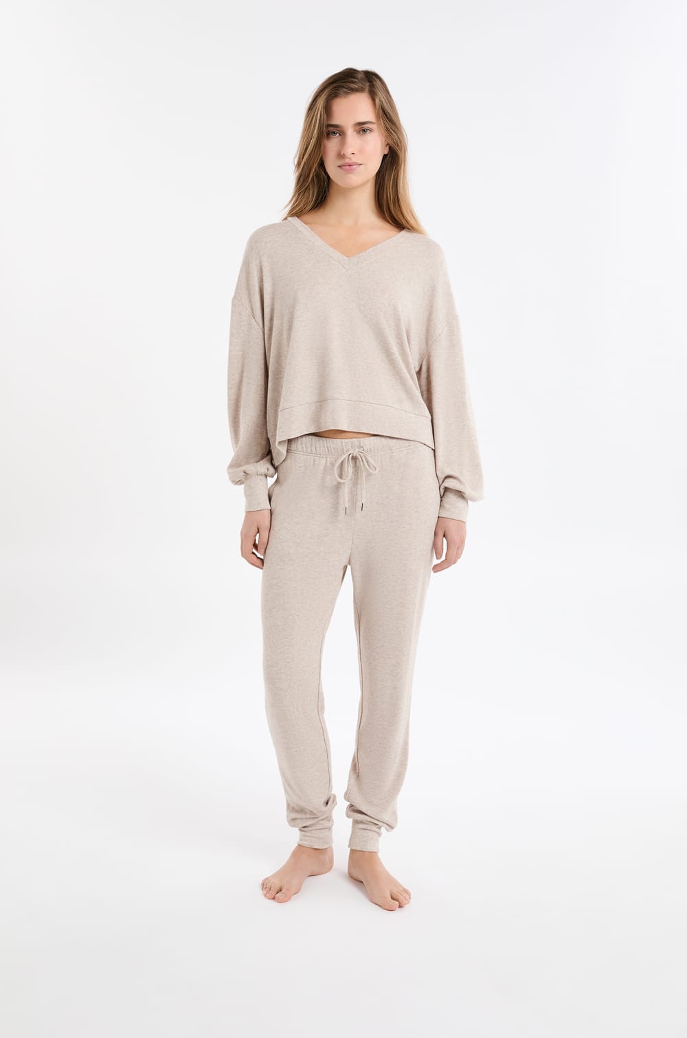 V-neck Pyjama Sweatshirt;${refinementColor}