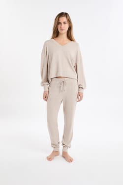V-neck Pyjama Sweatshirt;${refinementColor}