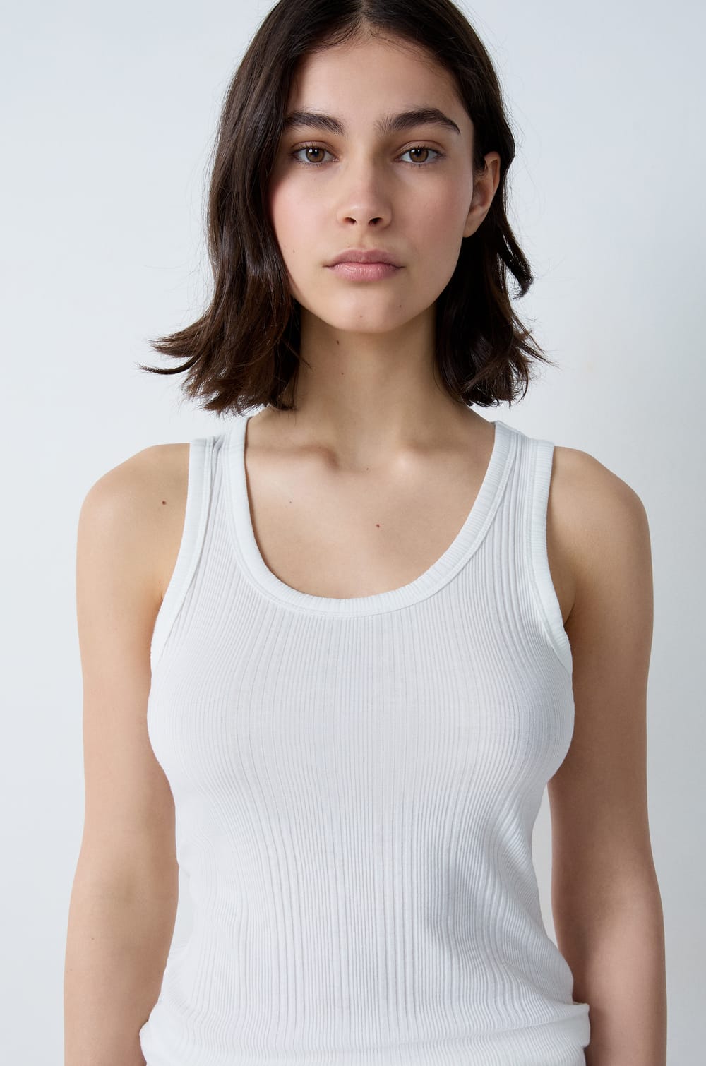 Cotton Ribbed Pyjama Tank Top;${refinementColor}