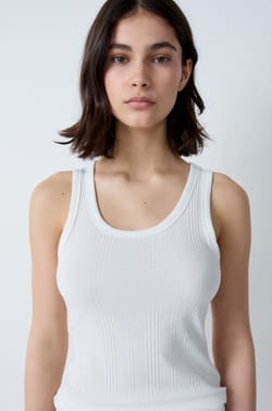 Cotton Ribbed Pyjama Tank Top;${refinementColor}