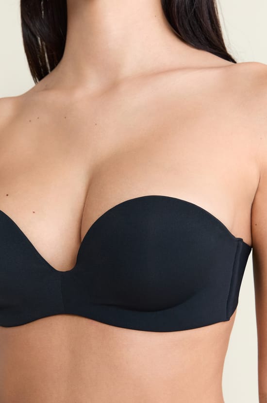Microfiber Push-Up Strapless Bra;${refinementColor}