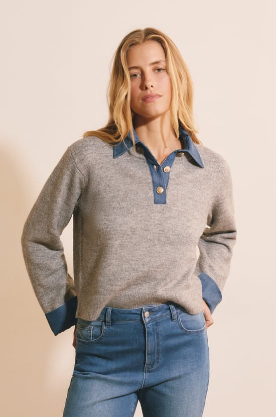 Pull col polo contrast&eacute;;${refinementColor}