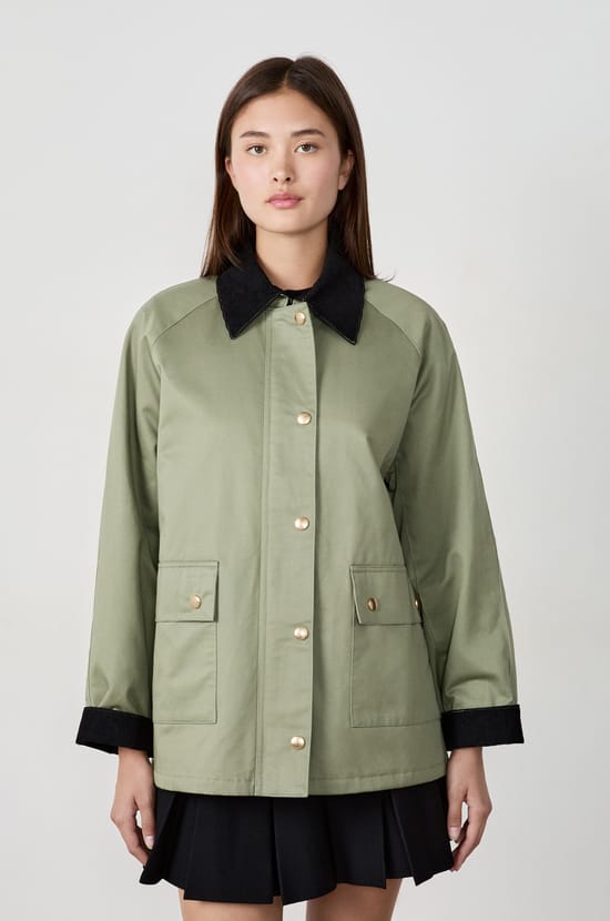 Straight-Cut Jacket with Velvet Collar;${refinementColor}