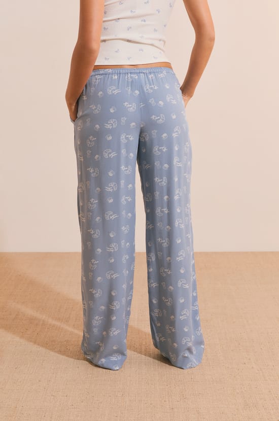 Pyjama Trousers with Croissant Print;${refinementColor}