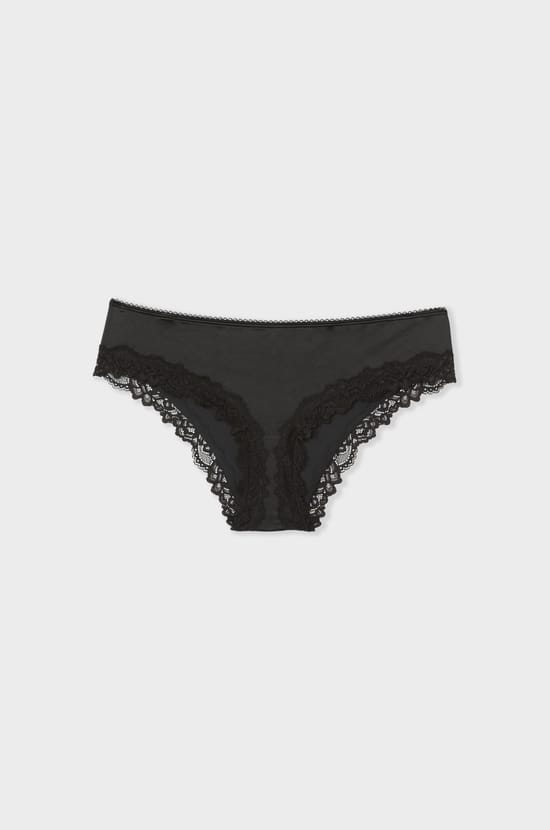 Shorty en microfibre d&eacute;tails dentelle;${refinementColor}