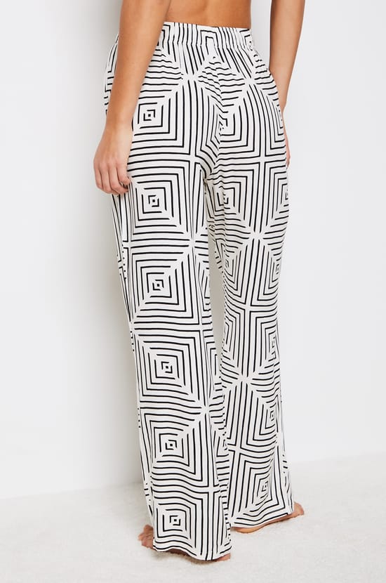 Geometric Print Flowy Trousers;${refinementColor}