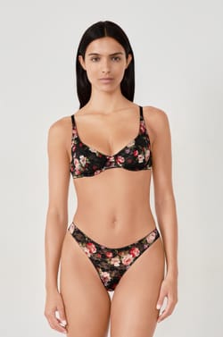 Tanga à imprimés en dentelle;${refinementColor}