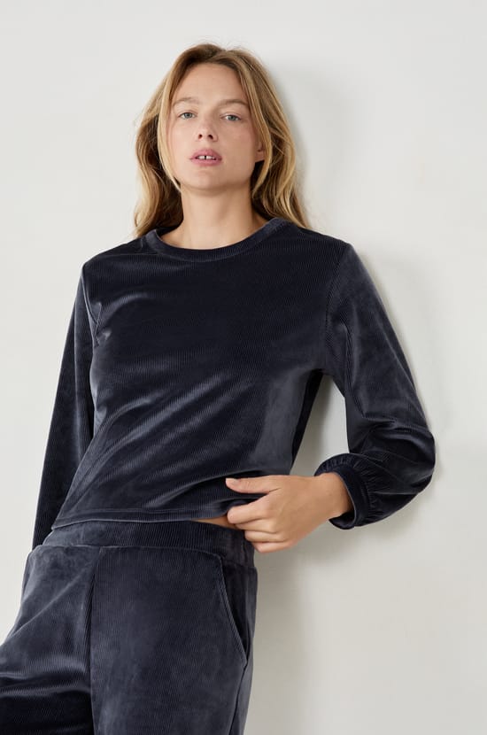 Sudadera con efecto terciopelo;${refinementColor}