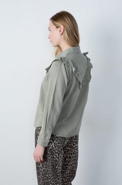 Long-sleeved shirt with ruffles;${refinementColor}