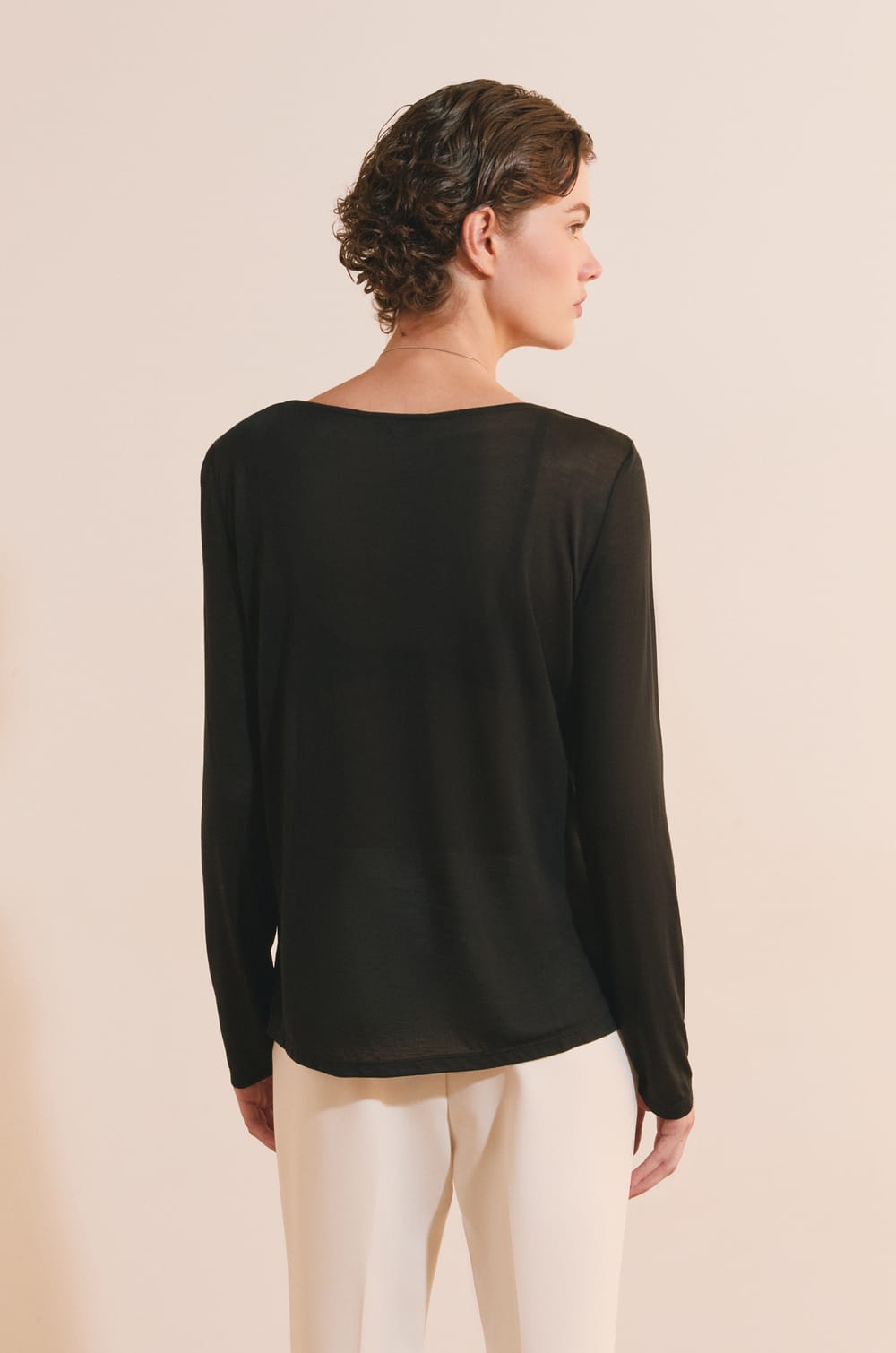 T-shirt col bateau manches longues;${refinementColor}