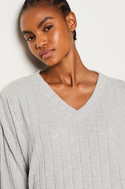 Gerippter Pyjama-Sweatshirt;${refinementColor}