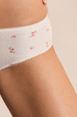 Cotton Pointelle Briefs with Motifs;${refinementColor}