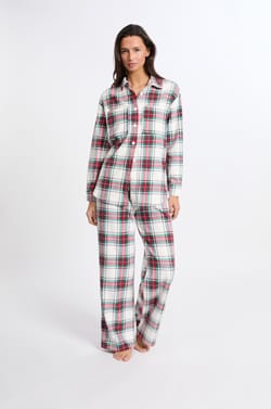 Chemise de pyjama &agrave; carreaux en polaire;${refinementColor}