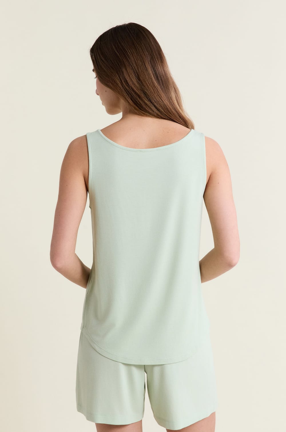 Top de pijama sin mangas con cuello en V de modal;${refinementColor}