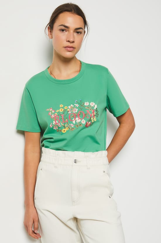 "Bloom" Printed Cotton T-shirt;${refinementColor}