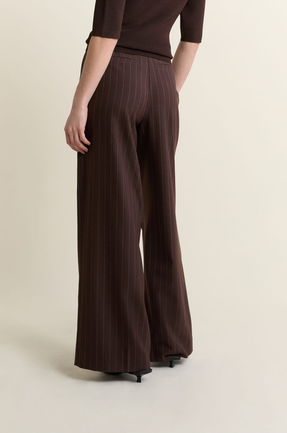 Wide-Leg Striped Trousers;${refinementColor}