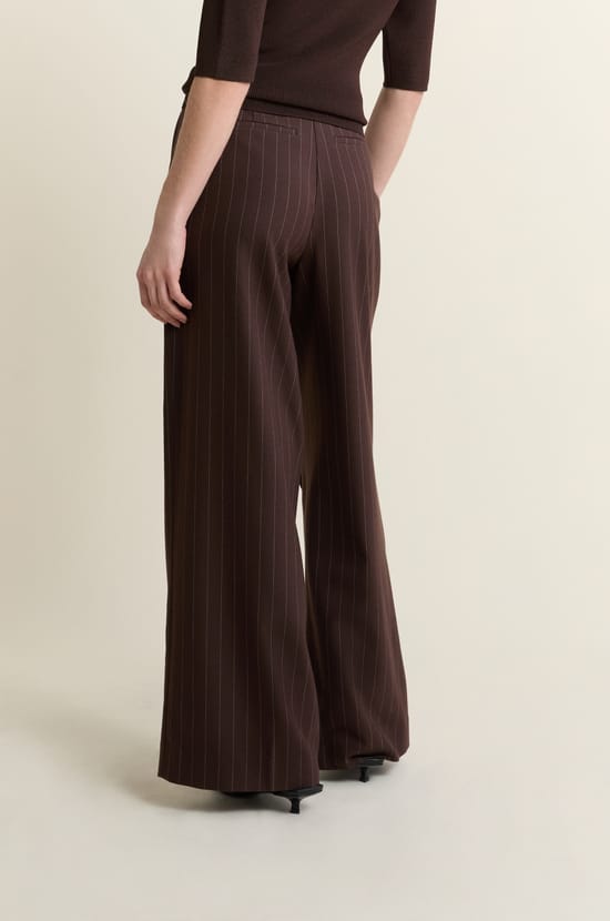 Wide-Leg Striped Trousers;${refinementColor}