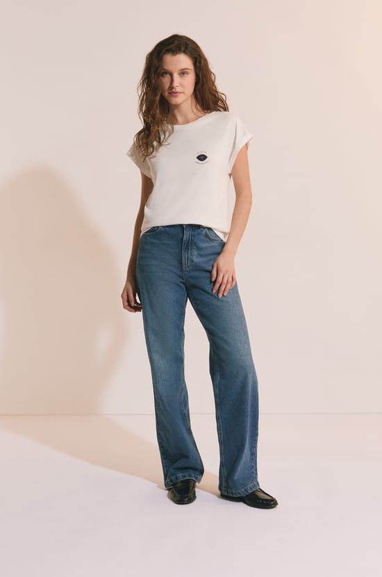 T-shirt manches courtes avec coton;${refinementColor}