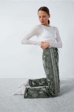 Flared Patterned Pyjama Bottoms;${refinementColor}