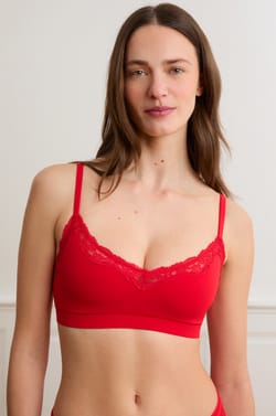 Bralette in microvezel met kanten details;${refinementColor}