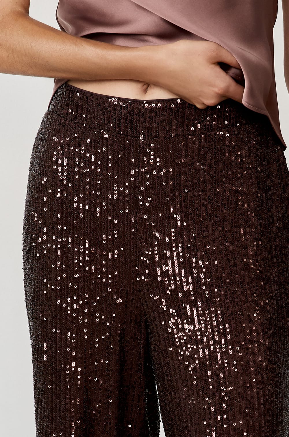 Wide-leg sequin trousers;${refinementColor}