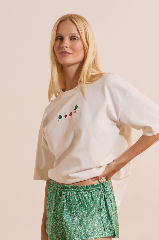 T-shirt de pyjama en coton &agrave; motifs;${refinementColor}